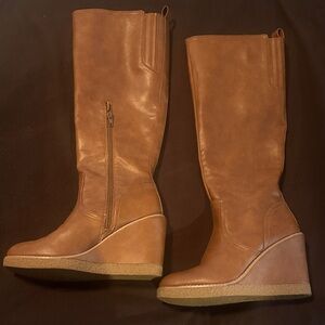 Zodiac Tan Wedge Knee-High Boots